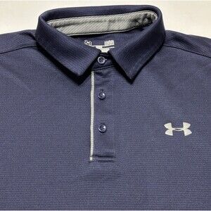 Under Armour Polo Golf Shirt Mens Large Performance Casual Navy *READ SNAG